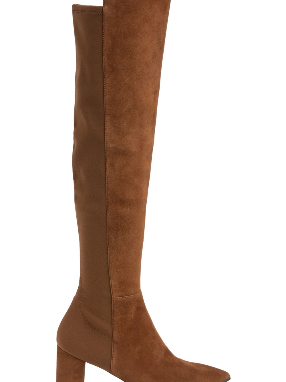 Stuart Weitzman Carly Tall Brown Suede Over-the-Knee Block Heel Boots in Coffee